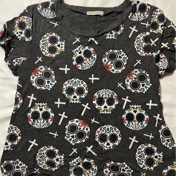 Occasion size small skull gray short sleeve shirt - Picture 2 of 5